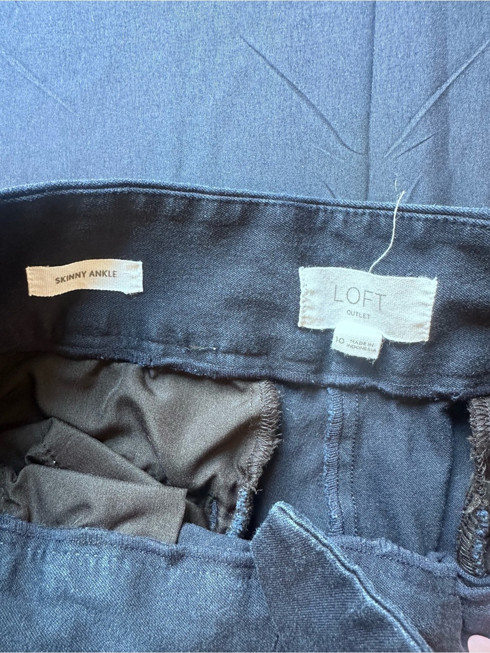 LOFT Navy Chinos with Decorative Side Buttons - Picture 8 of 9